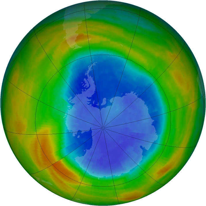 Antarctic ozone map for 14 September 1986